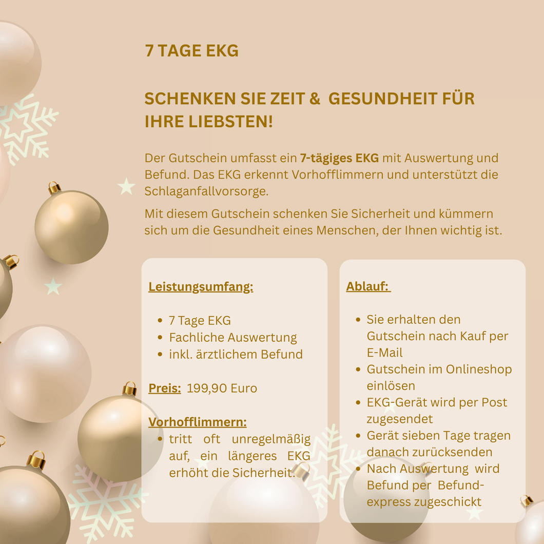 Gutschein: Schlaganfall-Vorsorge - 7 Tage EKG inkl. Befund