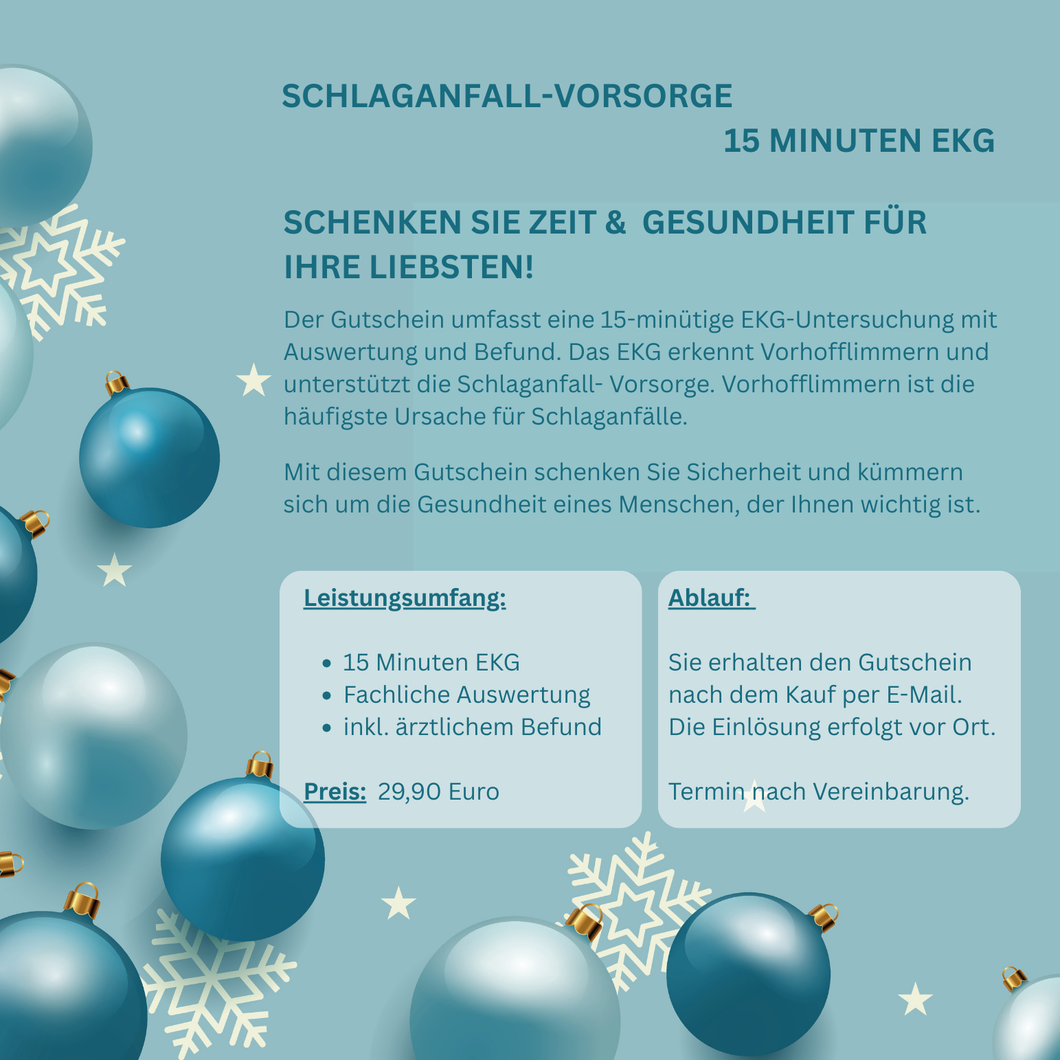 Gutschein: Schlaganfall-Vorsorge - 15 Minuten EKG inkl. Befund