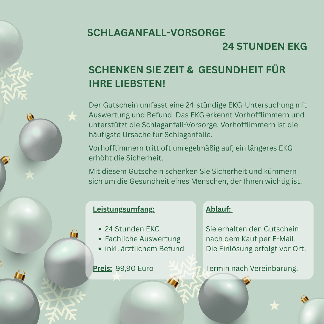 Gutschein: Schlaganfall-Vorsorge - 24 Stunden EKG inkl. Befund