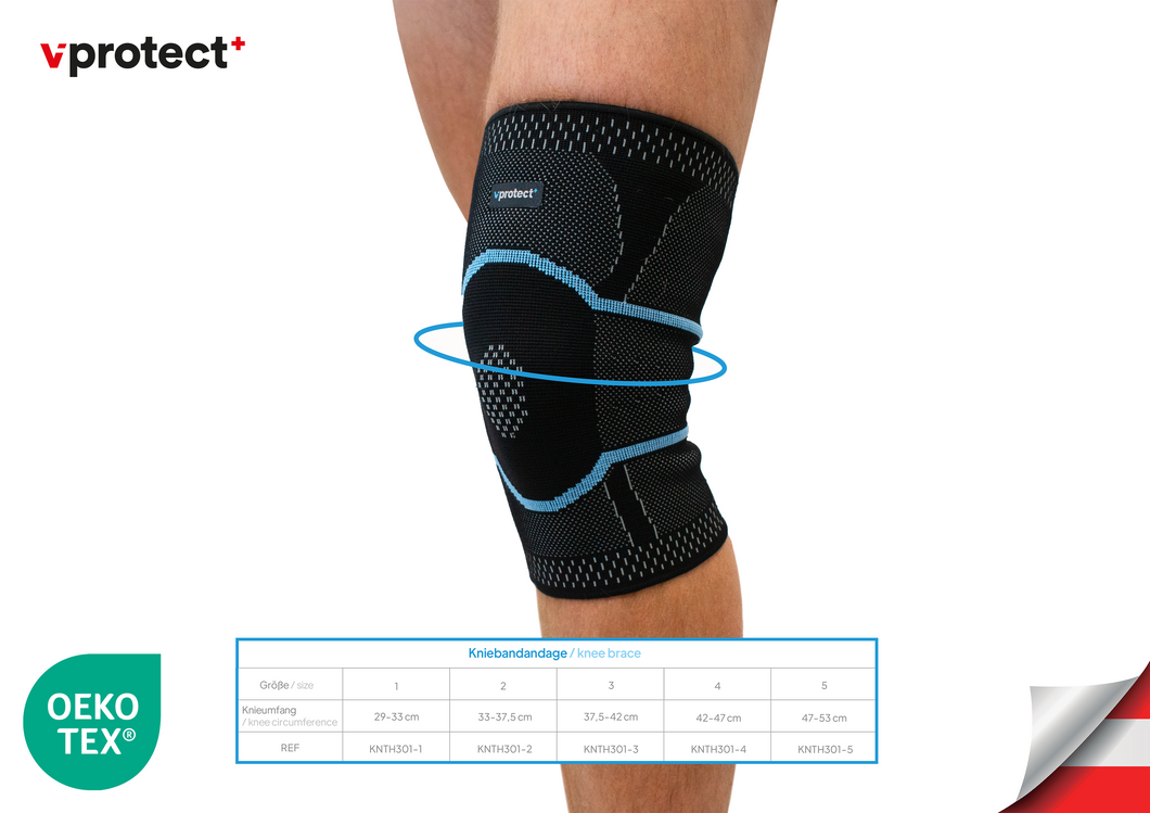Mit der Größentabelle finden Sie die richtige Passform für Ihre Kniebandage.