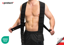 Lade das Bild in den Galerie-Viewer, Der latexfreie Vprotect Rückenstabilisator für Damen und Herren ist individuell einstellbar – bei Schwächen der Rücken-muskulatur, Abnutzung / Verschleiß am Rücken sowie schlechter Körperhaltung
